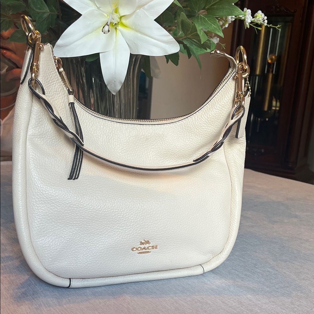 Coach Jules Cream Leather Hobo Bag